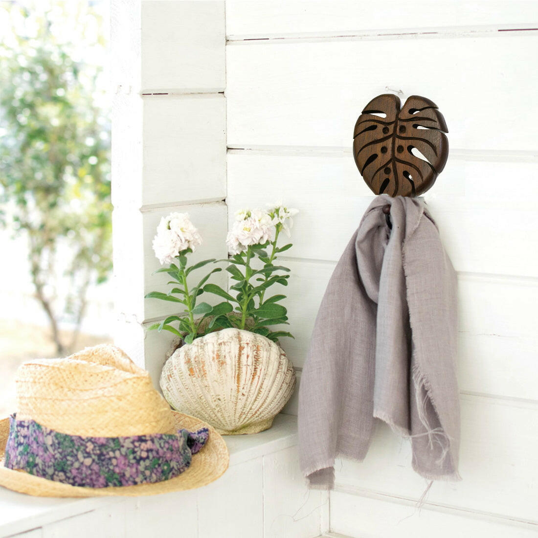 木彫りウッドフック タオル掛け