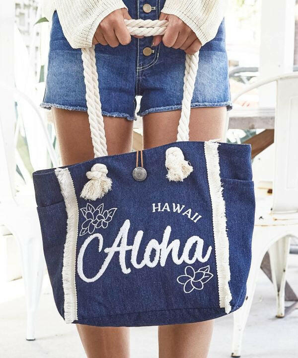 ROPE PLUMERIA DENIMU TOTE.