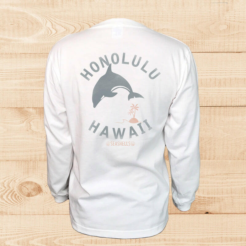 LONG SLEEVE SHIRT DOLPHIN-PALM WHITE.