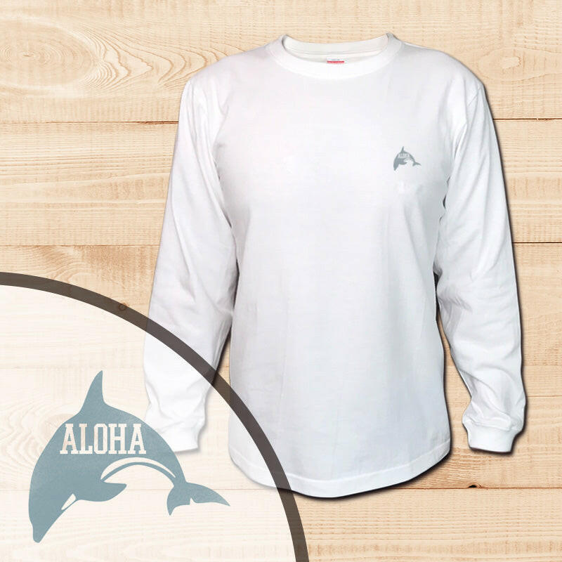 LONG SLEEVE SHIRT DOLPHIN-PALM WHITE.
