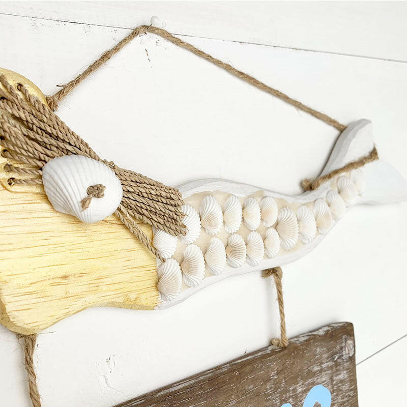 貝殻つきウッドプレート 人魚