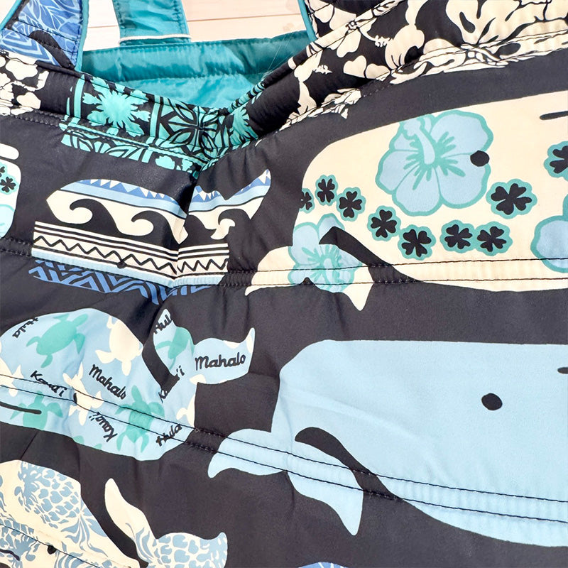 ハワイアン柄の中綿キルティング大容量トートバッグ