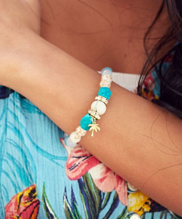 HAWAIIAN BRACELET TURQUOISE PALM TREE