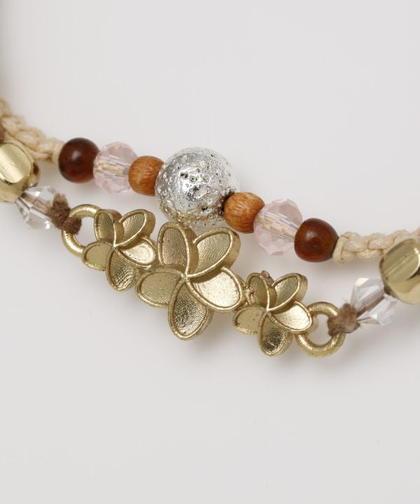 HAWAIIAN BRACELET PLUMERIA STONE BEIGE