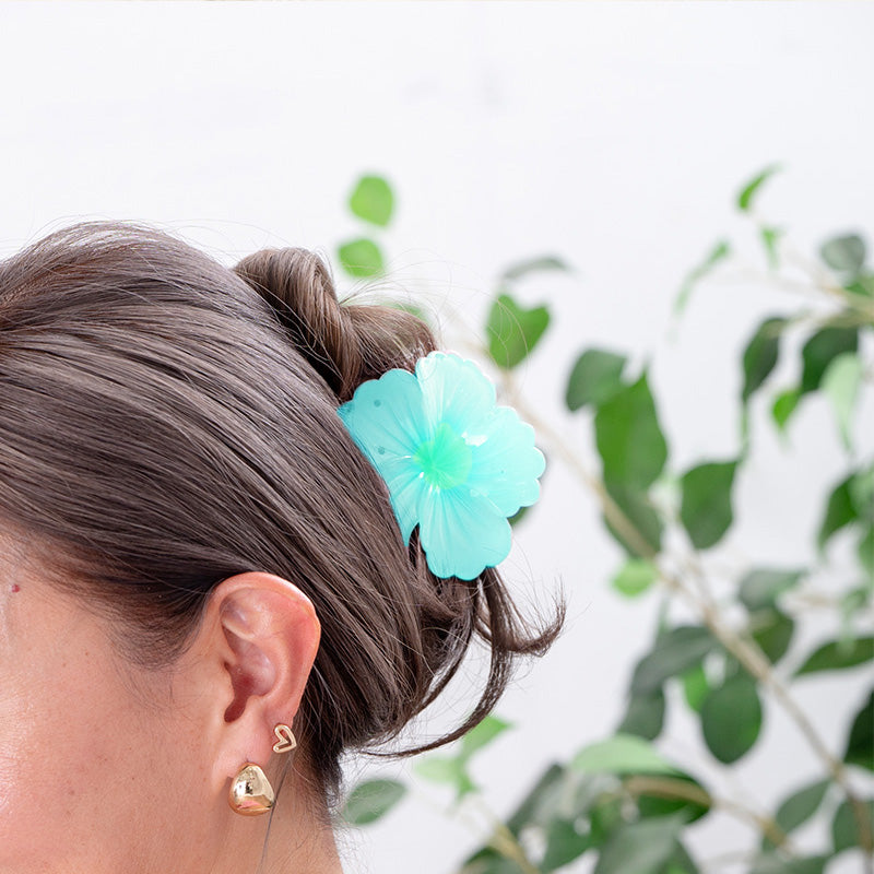 HAWAIIAN HAIR CLIP HIBISCUS BLUE