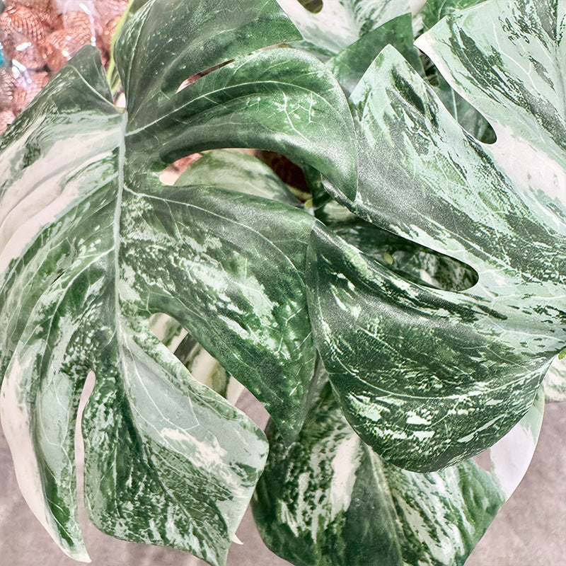 ハワイアン 斑入りモンステラ風フェイクグリーン 観葉植物 人工植物 リアルな葉 室内インテリア