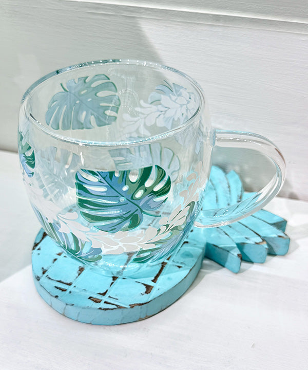 パイナップル型の木製コースター ハワイアンインテリアテーブル雑貨