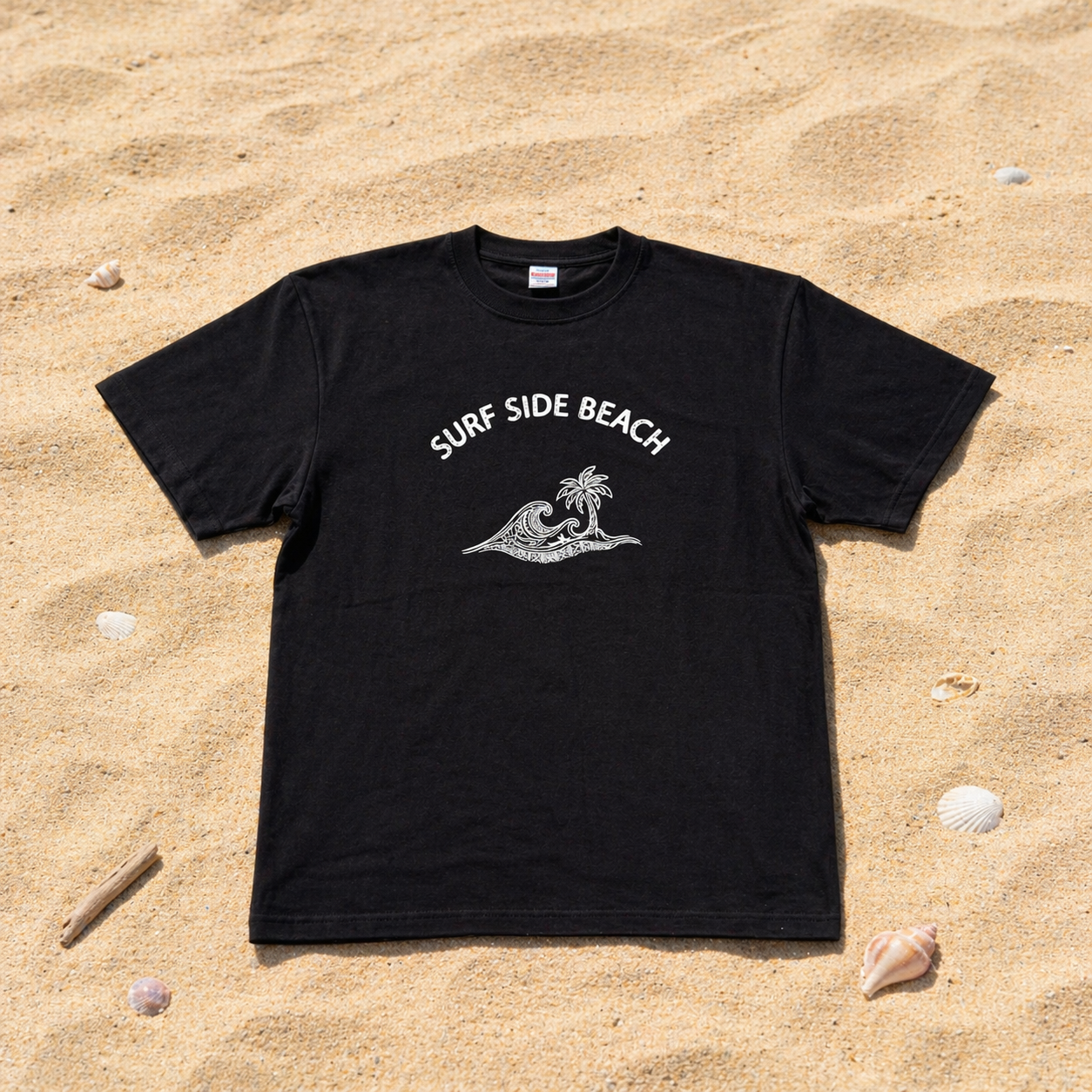 ハワイアンデザインTシャツ WAVE PALM CHACOAL