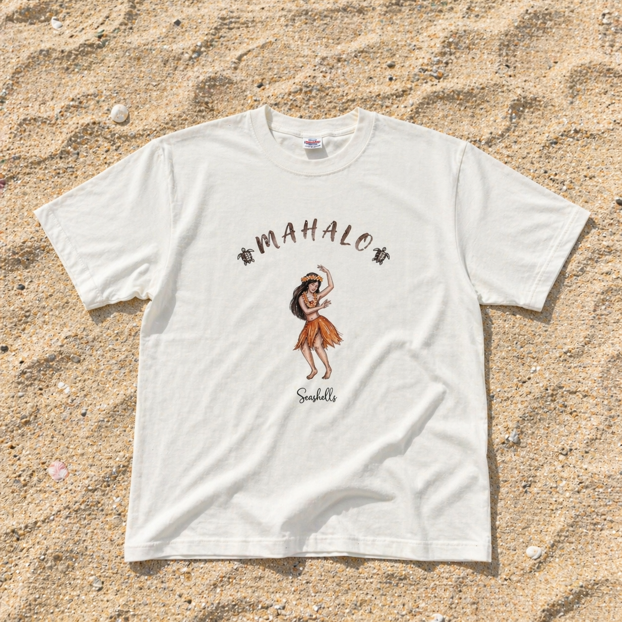 ハワイアンデザインTシャツ フラガールのイラスト カットソー 半袖