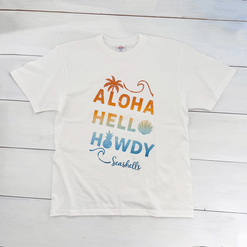 ハワイアンデザインTシャツ RAIBOW MESSAGE