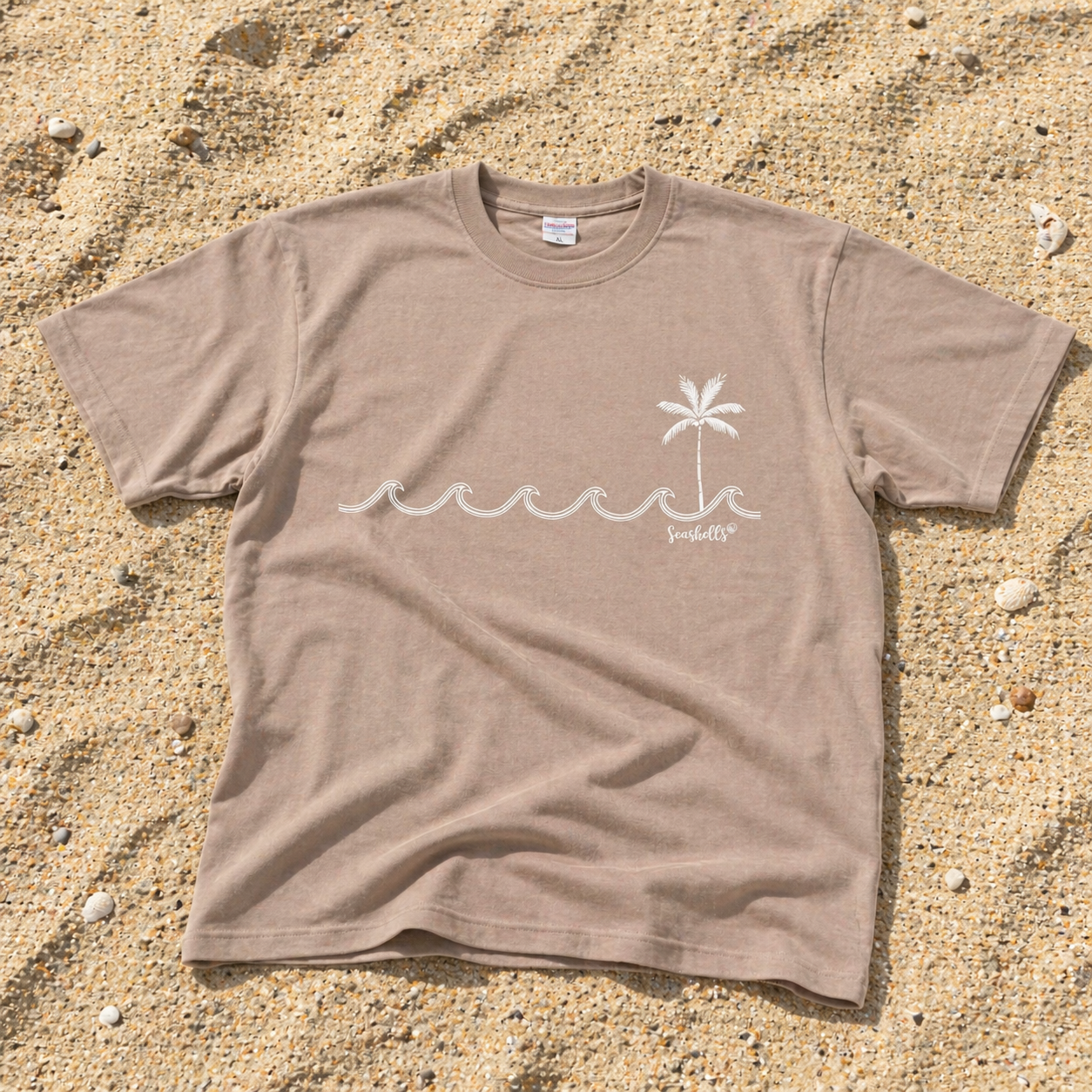 ハワイアンデザインTシャツ WAVE SINGLE PALM PINK