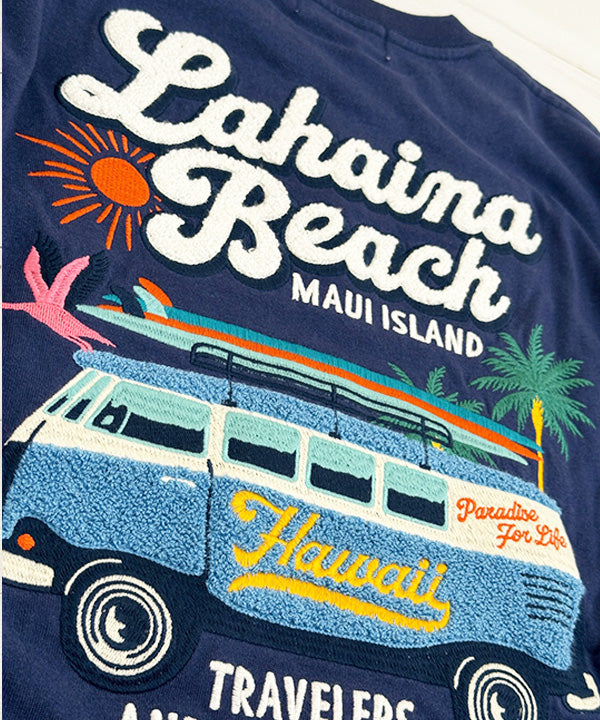 刺繡デザイン フララニハワイ 長袖Tシャツ