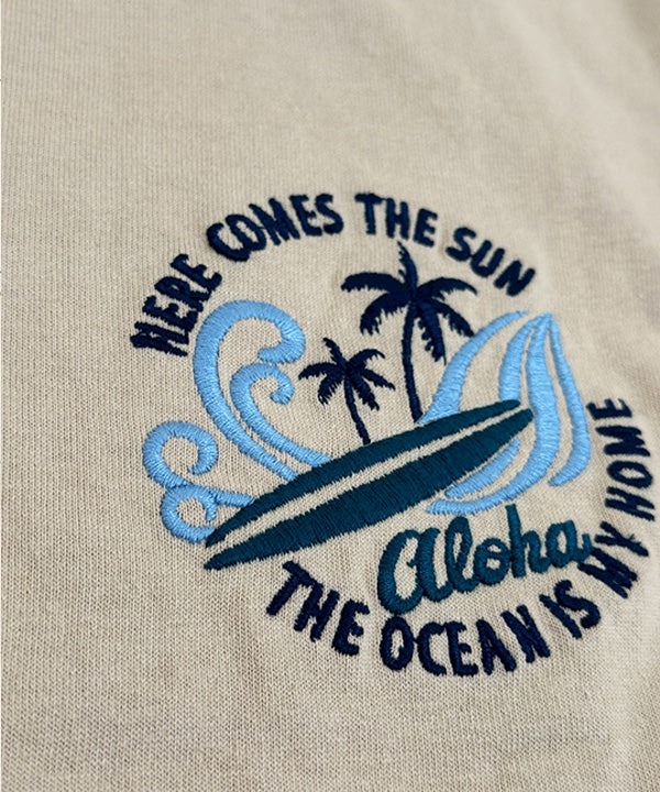 刺繡デザイン 長袖Tシャツ フララニハワイ