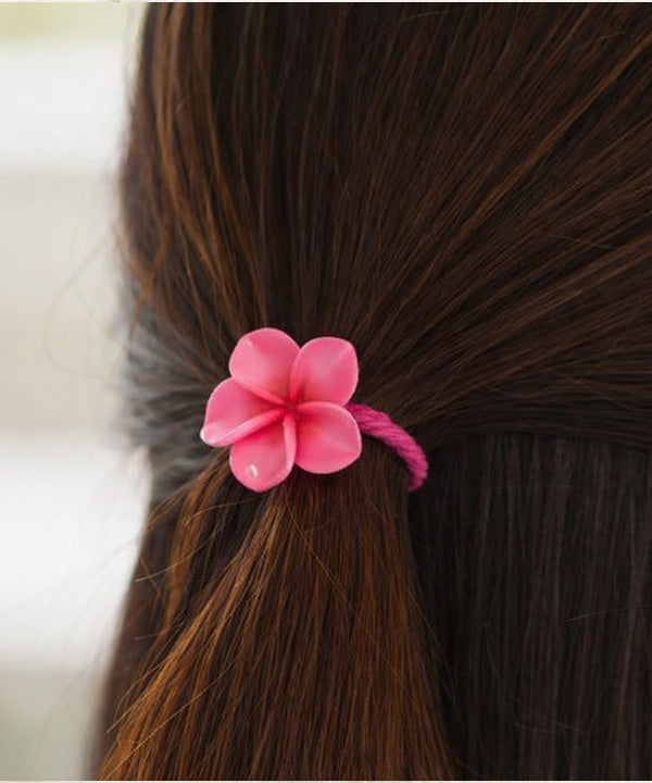 プルメリア ヘアゴム｜ハワイアン フラワー 髪ゴム 花モチーフ