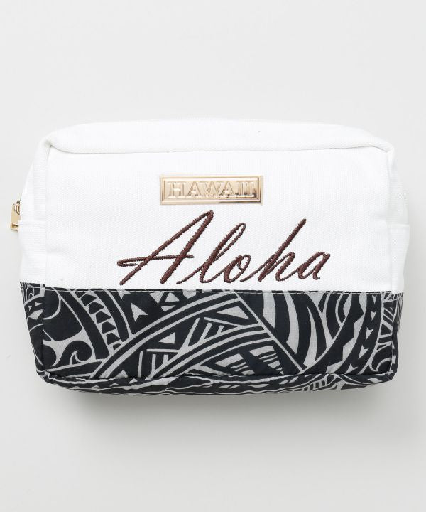 HAWAII Aloha ポーチ｜ハワイ直輸入生地 コスメポーチ 仕切り付き
