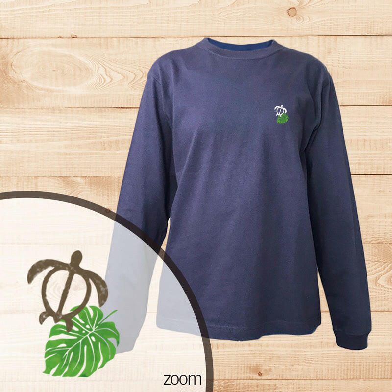 LONG SLEEVE SHIRT HONU-MONSTERA NAVY.