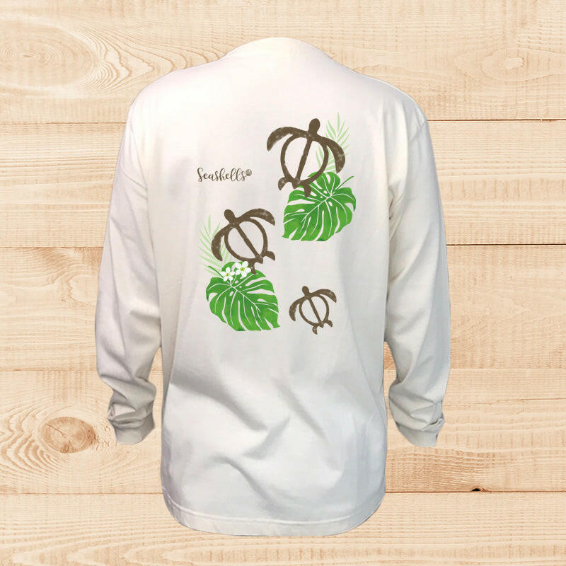 LONG SLEEVE SHIRT HONU-MONSTERA NATURAL.