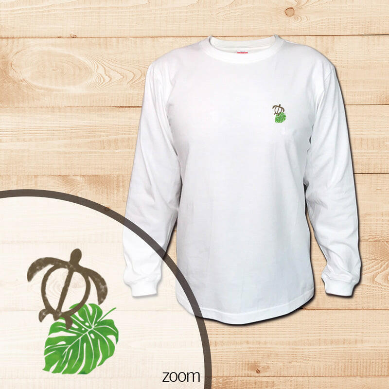 LONG SLEEVE SHIRT HONU-MONSTERA WHITE