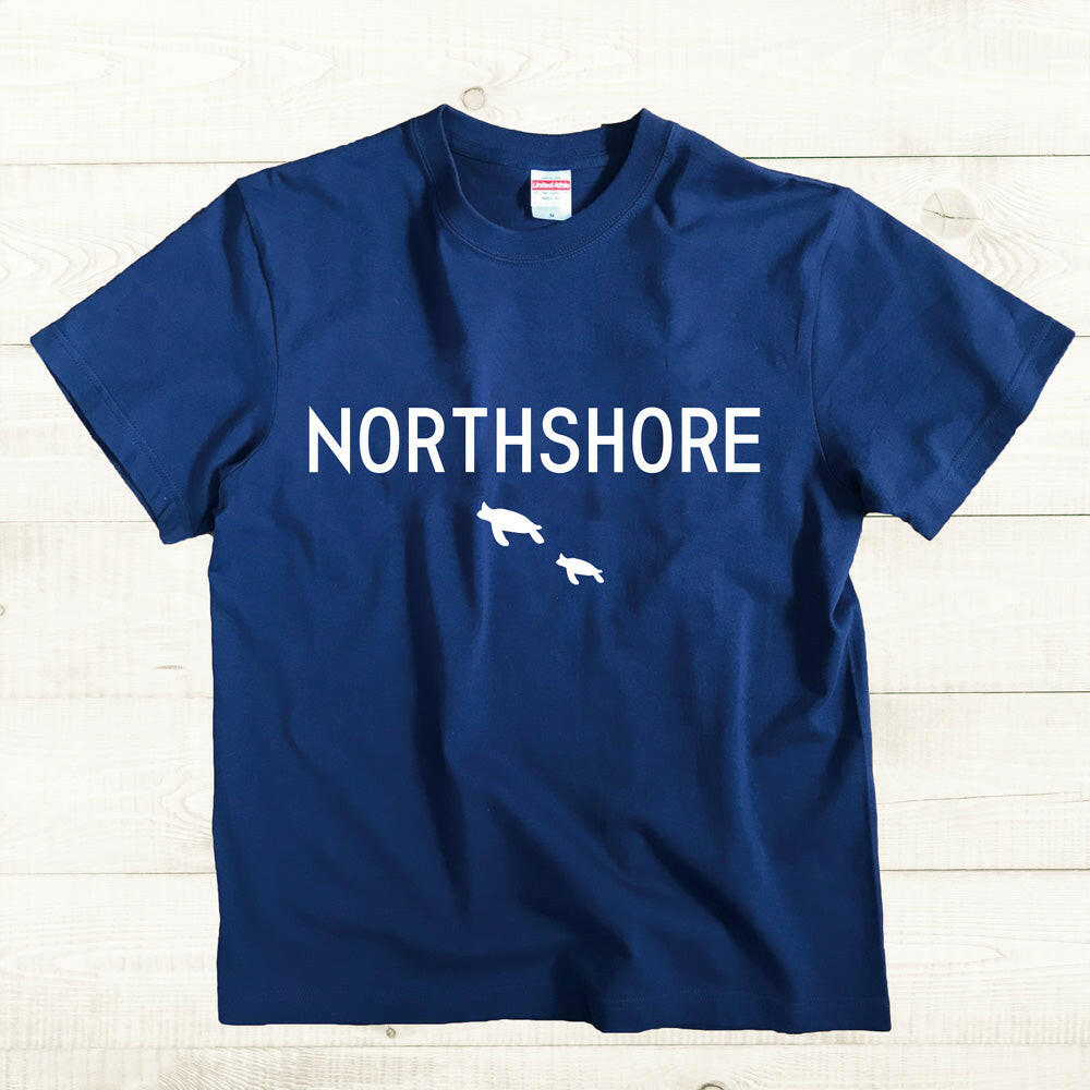 ハワイアンデザインTシャツ NORTH SHORE ユニセックスサイズ NAVY