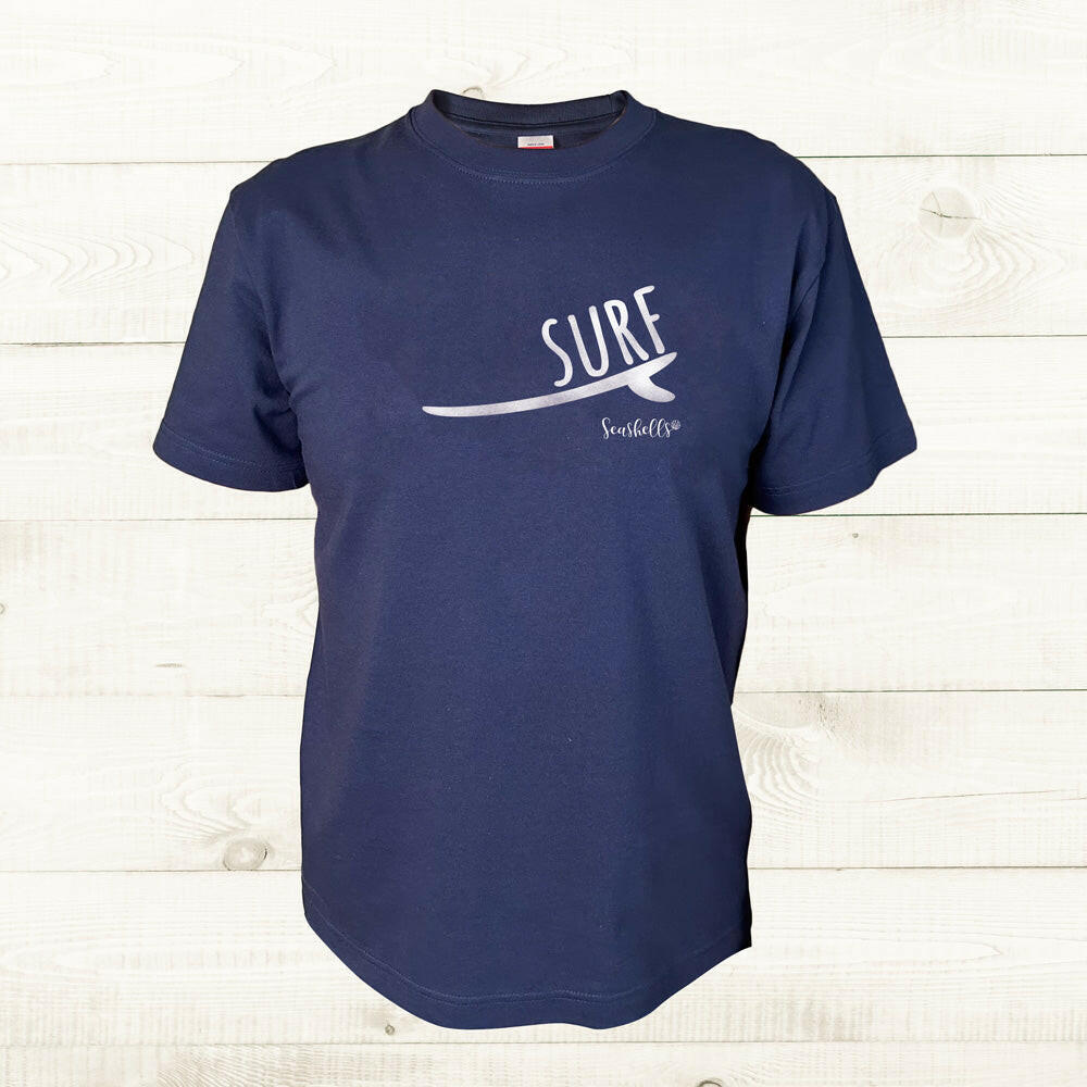 ハワイアンデザインTシャツ SURFBOARD ROGO BLACK ユニセックスサイズ NAVY
