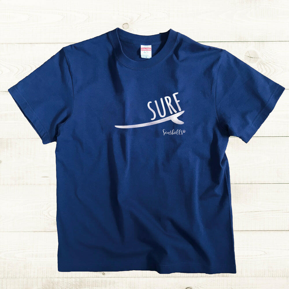 ハワイアンデザインTシャツ SURFBOARD ROGO BLACK ユニセックスサイズ NAVY