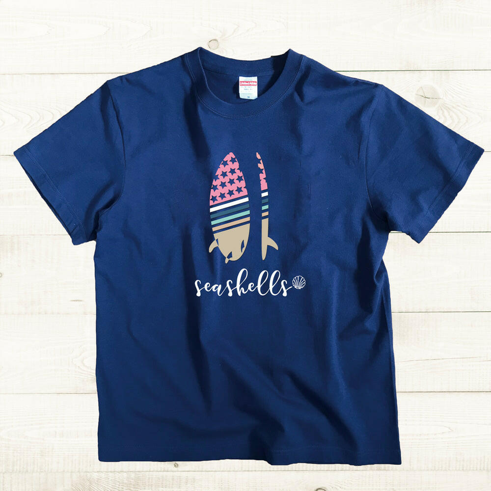 ハワイアンデザインTシャツ SURFBOARD STAR ユニセックスサイズ NAVY
