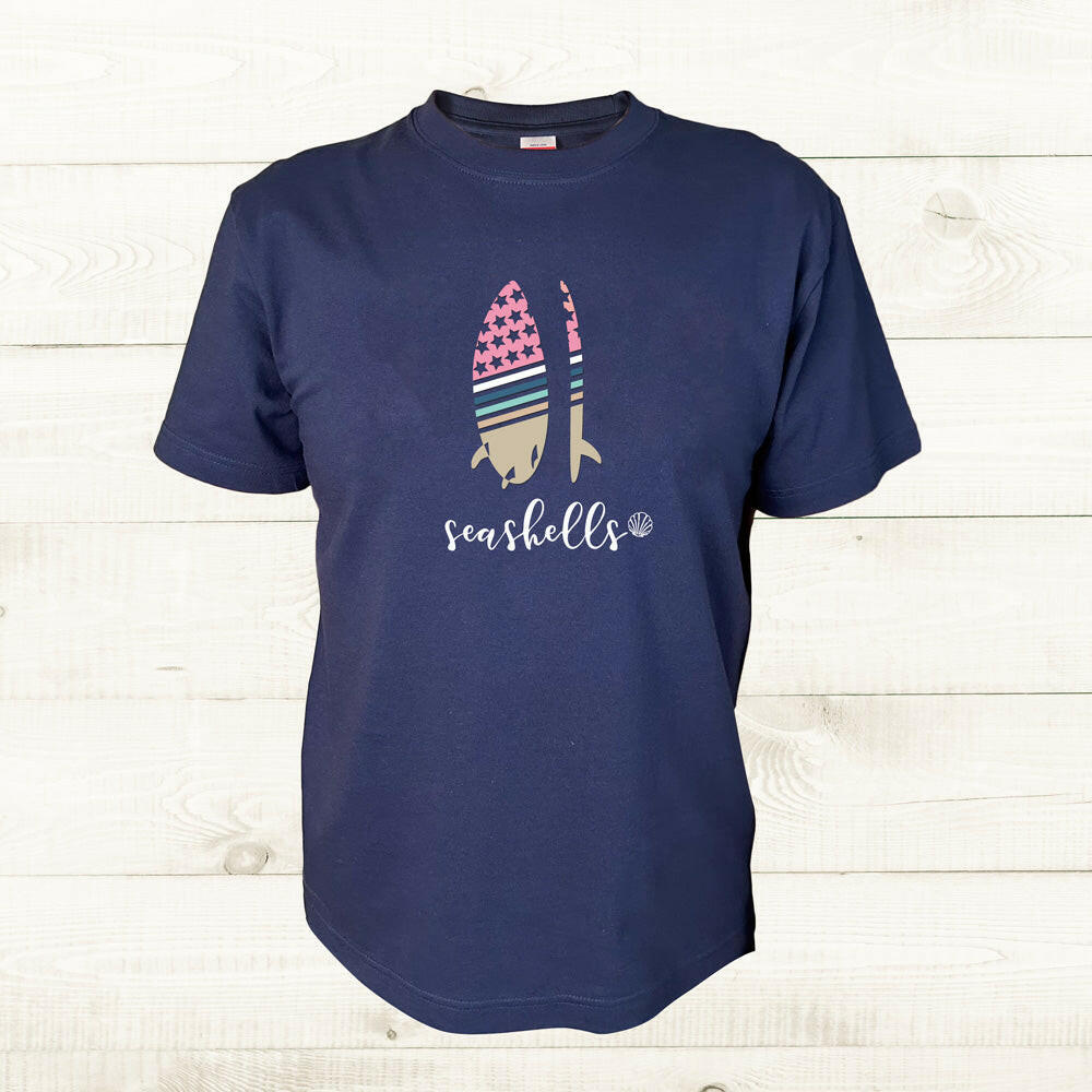 ハワイアンデザインTシャツ SURFBOARD STAR ユニセックスサイズ NAVY