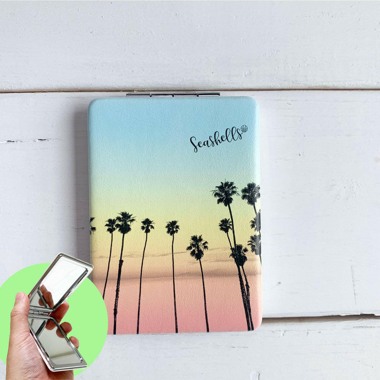 コンパクトミラー SUNSET PALM TREE