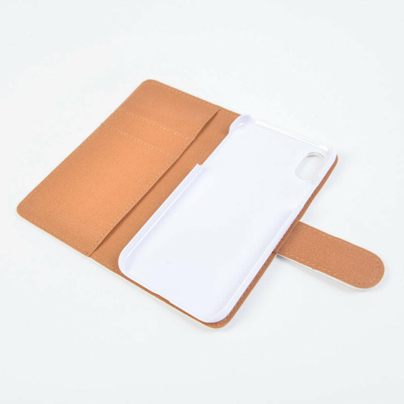 手帳型iphoneケース 夕陽のグラデーション ヤシの木のシルエット.