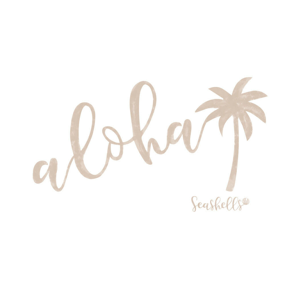 ハワイアンデザインTシャツ alohaPALM alohaのロゴとヤシの木 モカ ユニセックスサイズ