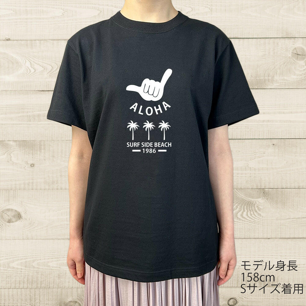 ハワイアンデザインTシャツ HANG LOOSE ユニセックスサイズ BLACK.