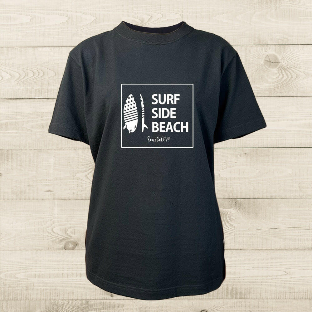 ハワイアンデザインTシャツ SURFBOARD SSB2　ユニセックスサイズ BLACK