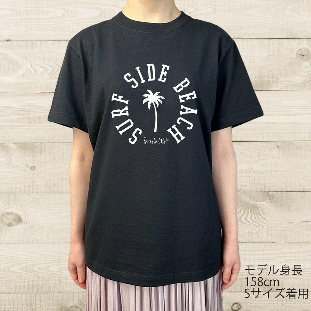 ハワイアンデザインTシャツ PALM SSBround BLACK ユニセックスサイズ BLACK.