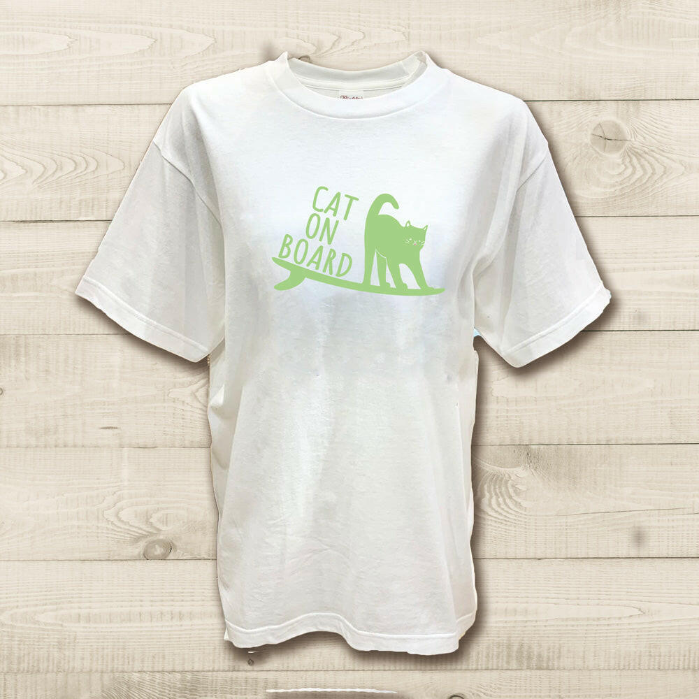 ハワイアンデザインTシャツ SURF CAT L-GR ユニセックスサイズ.