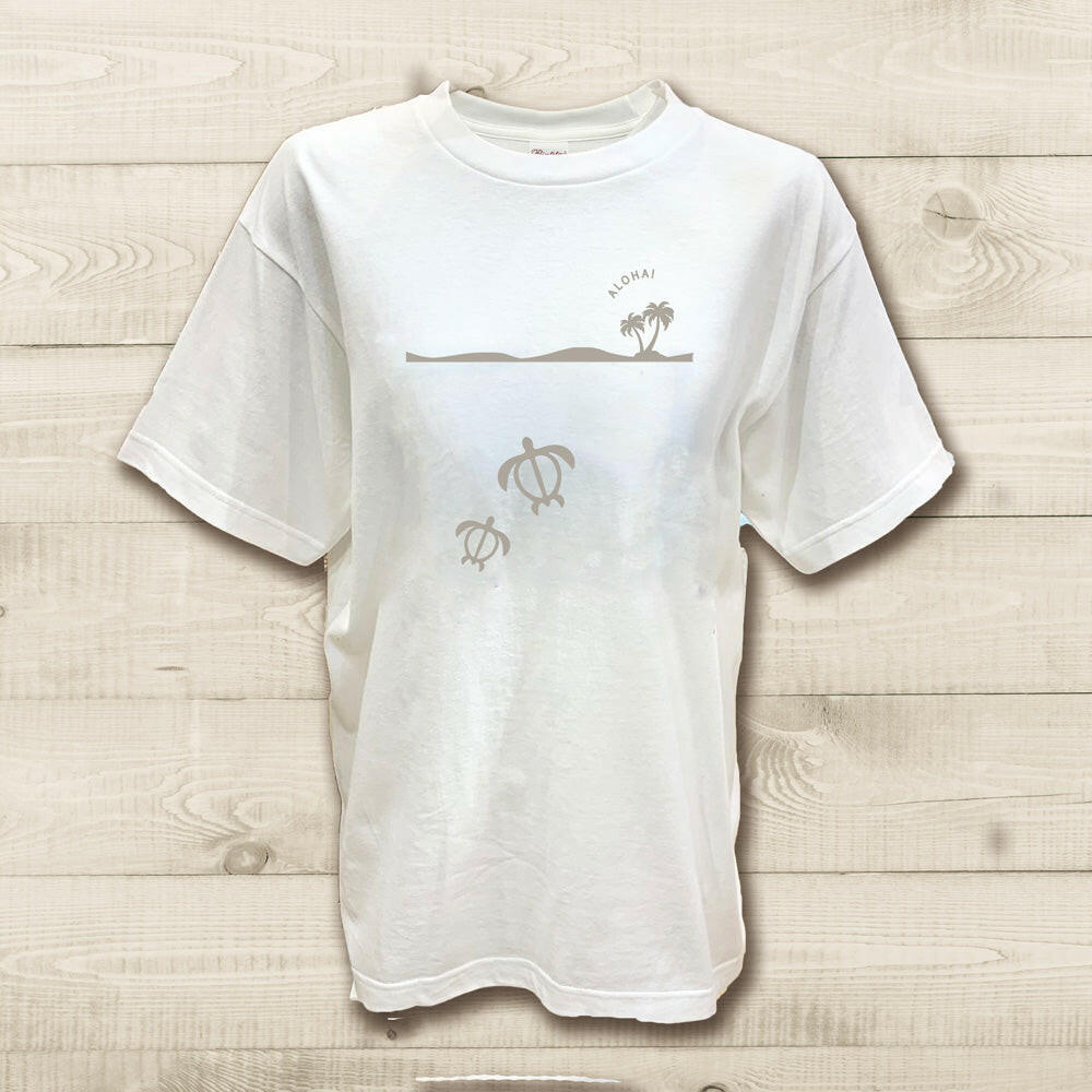 ハワイアンデザインTシャツ HONU PALM ASH ユニセックスサイズ