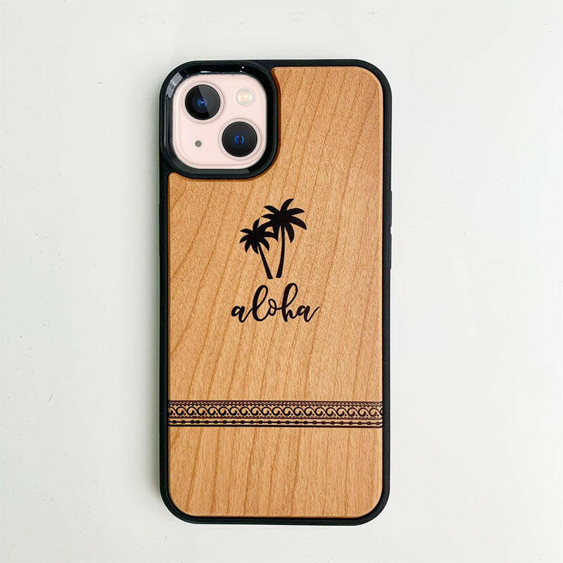 iphoneウッドケース ハワイアン 木製