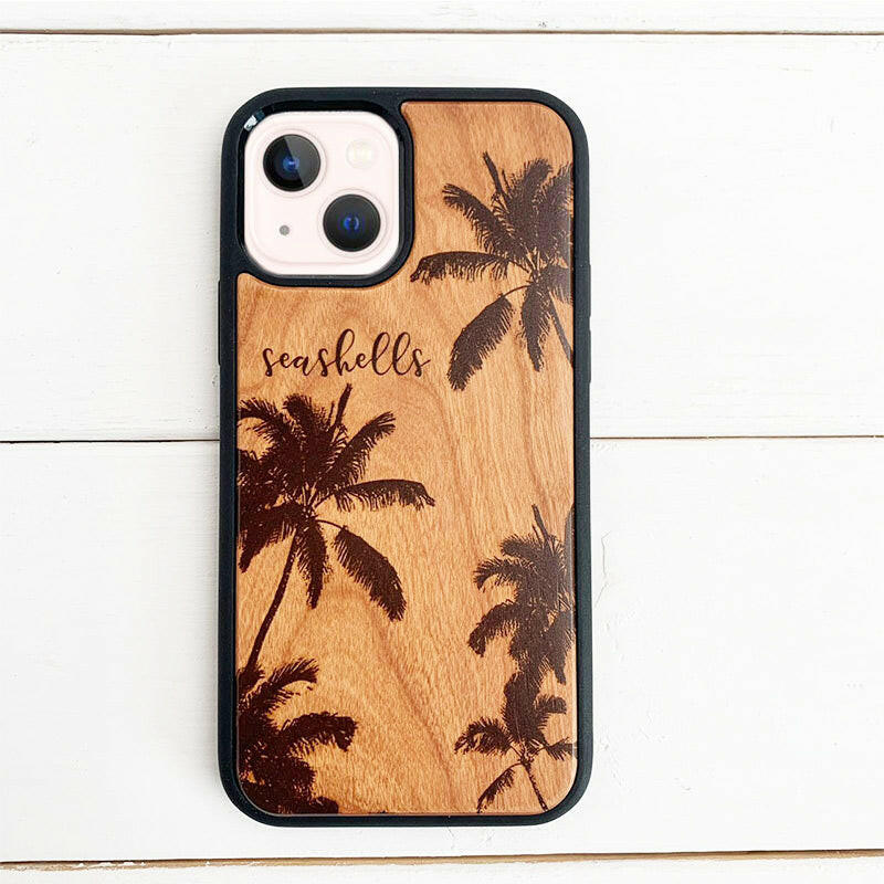iphoneウッドケース ヤシの木 hawaii
