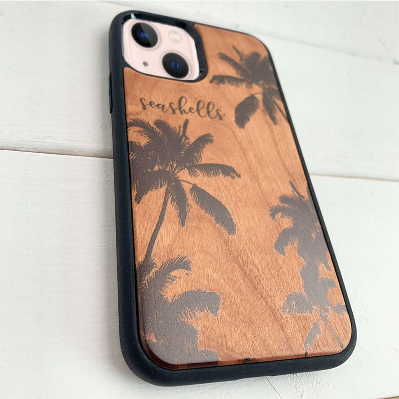 iphoneウッドケース 木製 ヤシの木