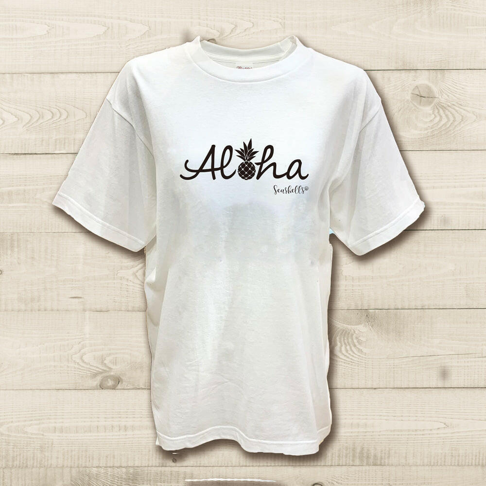 ハワイアンデザインTシャツ alohaロゴパイナップル – seashells