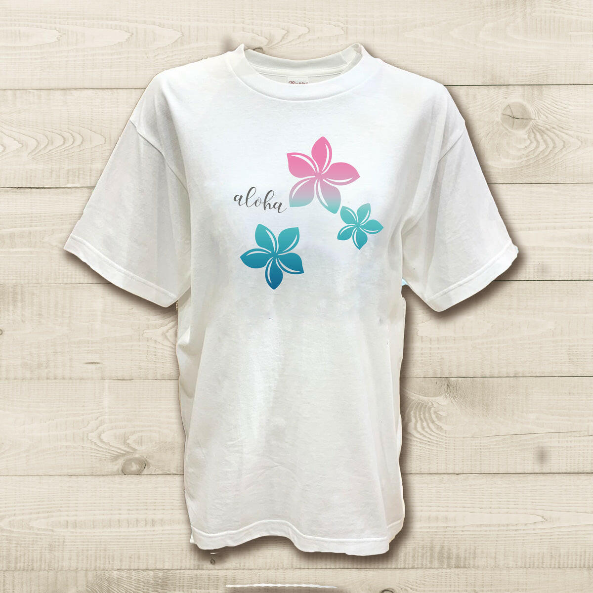 ハワイアンデザインTシャツ PLUMERIA gradation ユニセックスサイズ.