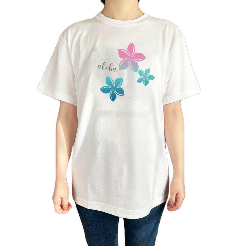 ハワイアンデザインTシャツ PLUMERIA gradation ユニセックスサイズ.