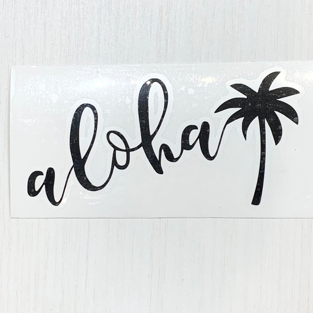ハワイアンステッカー 防水 抜き型シール aloha筆記体デザイン かわいいヤシの木のシルエット サーフボードに貼れる 車用防水 – seashells