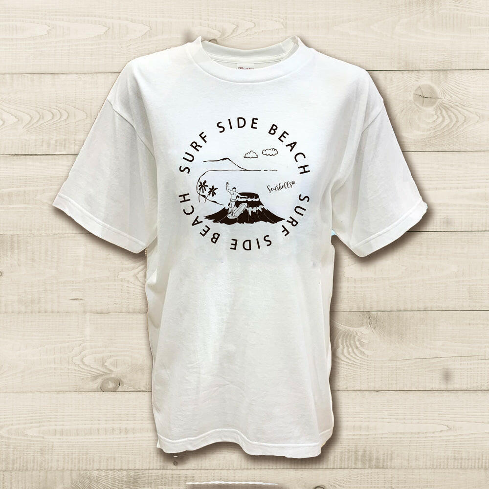 ハワイアンデザインTシャツ WAIKIKI SURF BLACK ユニセックスサイズ.