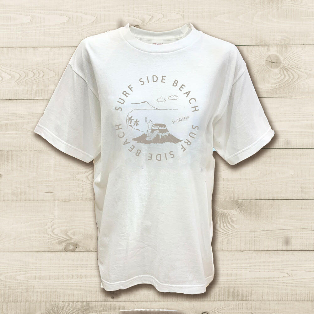 ハワイアンデザインTシャツ WAIKIKI SURF ASH ユニセックスサイズ