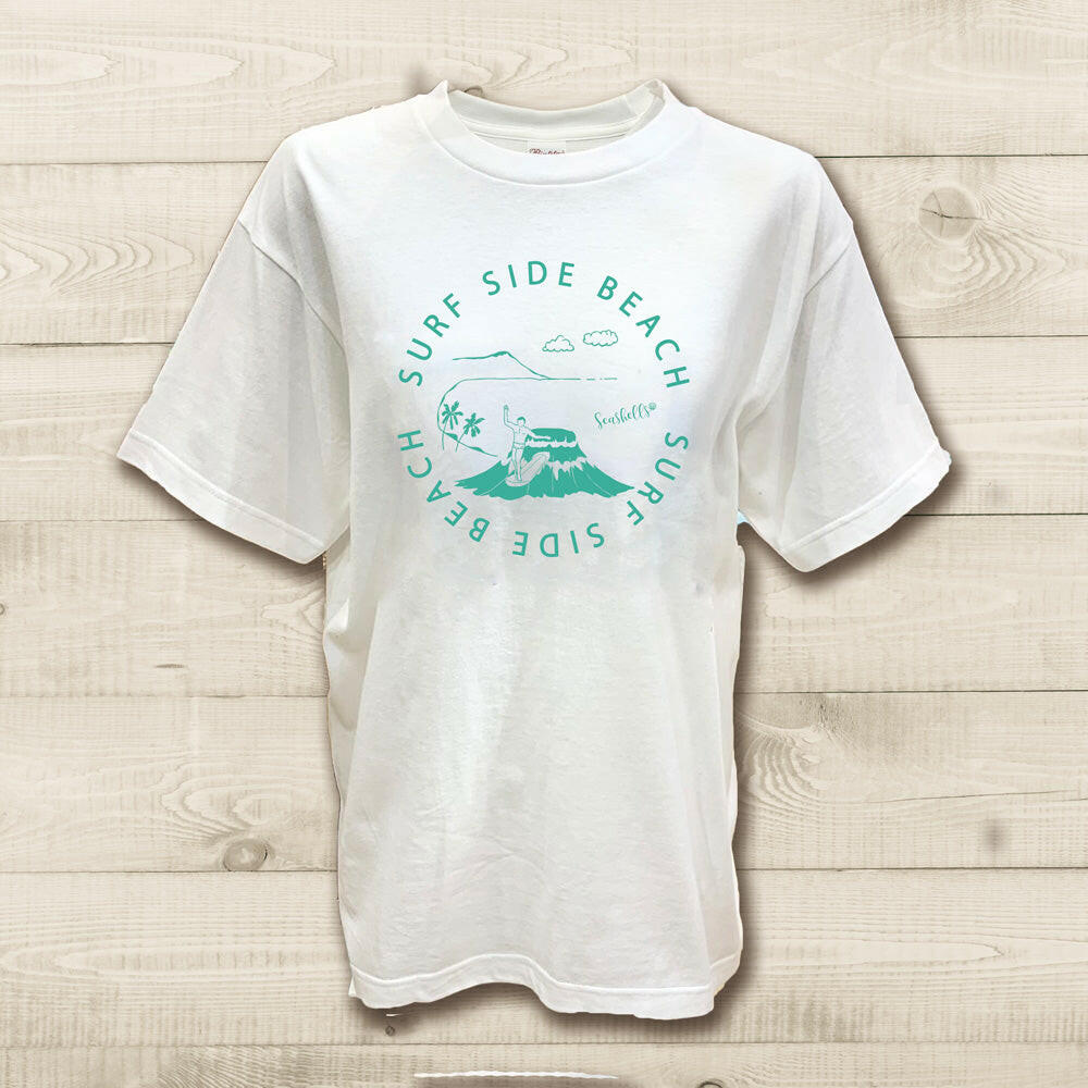ハワイアンデザインTシャツ WAIKIKI SURF GREEN ユニセックスサイズ