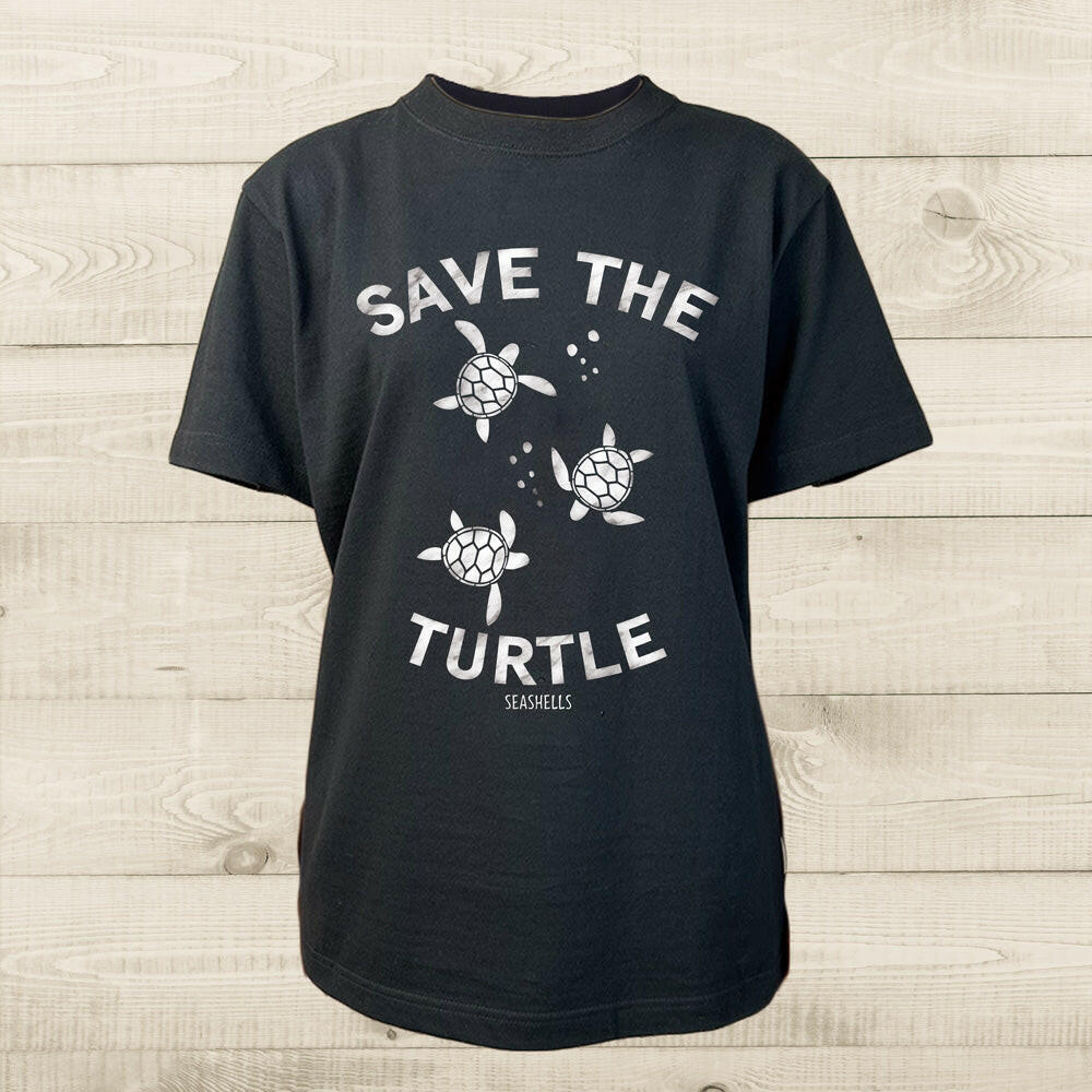 ハワイアンデザインTシャツ SAVE THE TUTLE ユニセックスサイズ BLACK