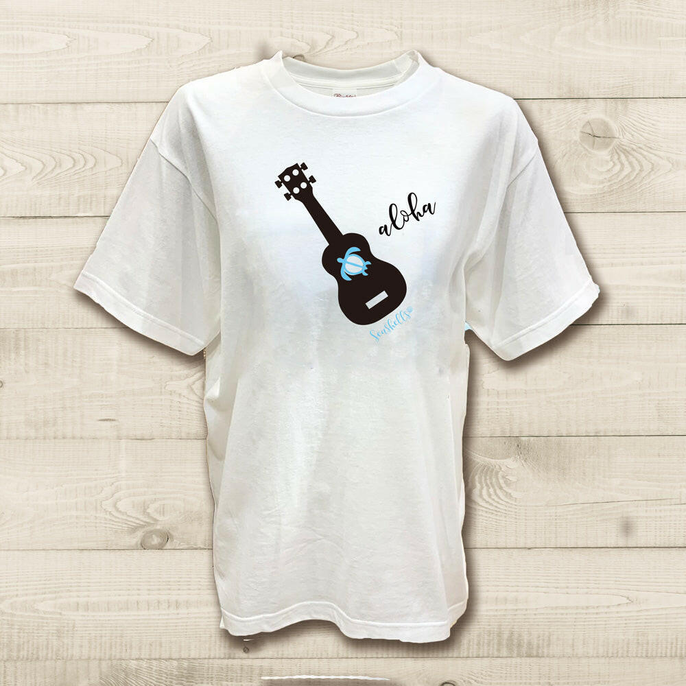 ハワイアンデザインTシャツ UKULELE BLACK ユニセックスサイズ