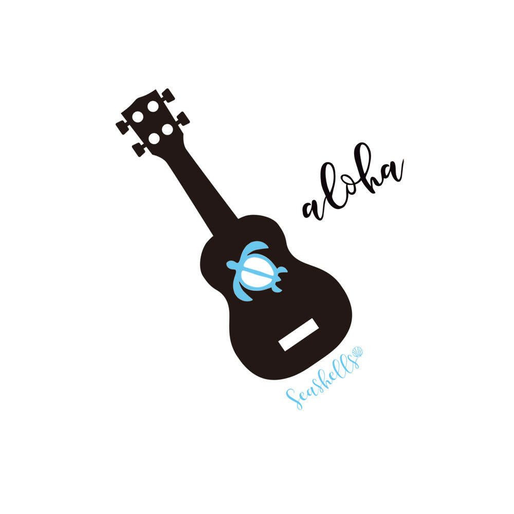 ハワイアンデザインTシャツ UKULELE BLACK ユニセックスサイズ