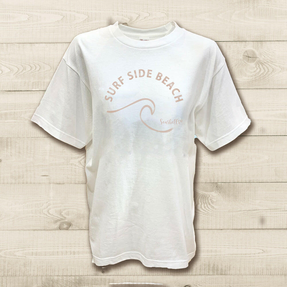 ハワイアンデザインTシャツ WAVE SURF SIDE BEACH L-BR ユニセックスサイズ.