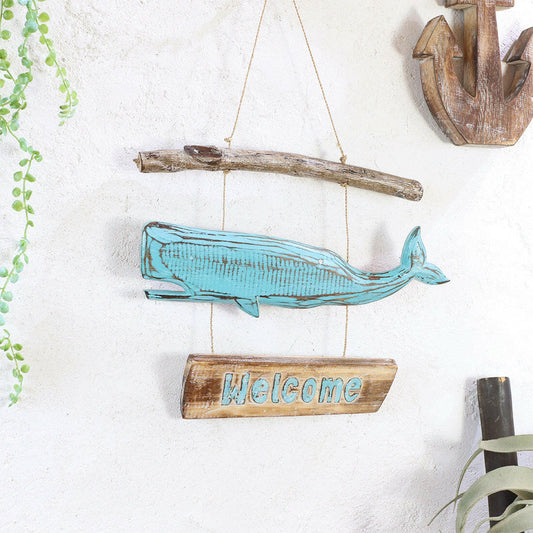 WELCOME WOOD BOARD　WHALE BLUE